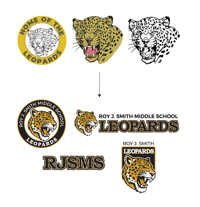brand refresh vs rebrand this is a refreshed logo design for Roy J Smith Middle School in Killeen TX